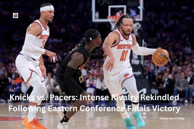 Alt Text: New York Knicks players celebrating a big win during an intense NBA playoff game at Madison Square Garden.