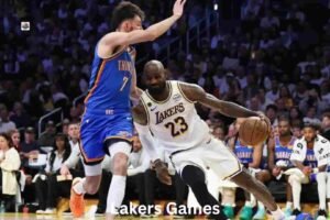 Los Angeles Lakers players in action during an exciting Lakers Games matchup in the NBA.