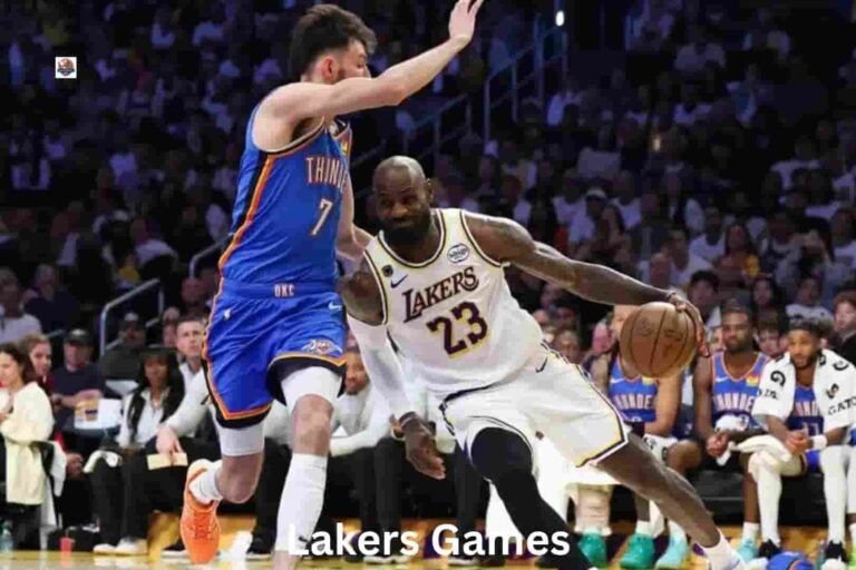 Los Angeles Lakers players in action during an exciting Lakers Games matchup in the NBA.