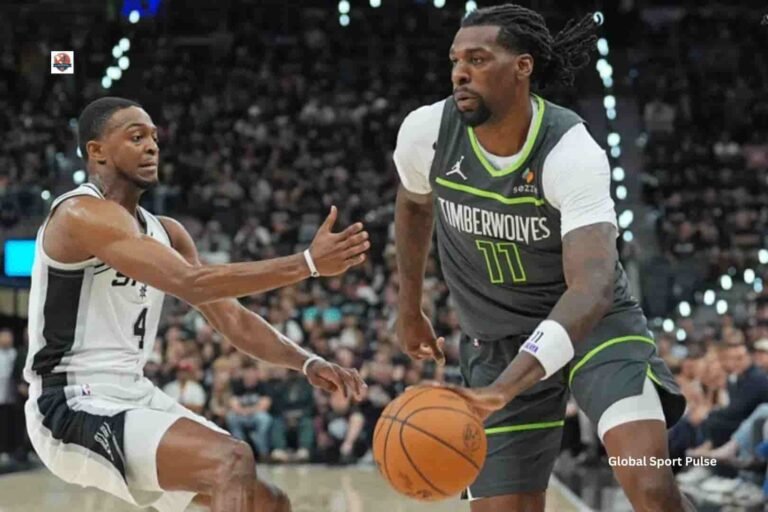 San Antonio Spurs vs Minnesota Timberwolves NBA game featuring players battling for possession during an intense basketball matchup.